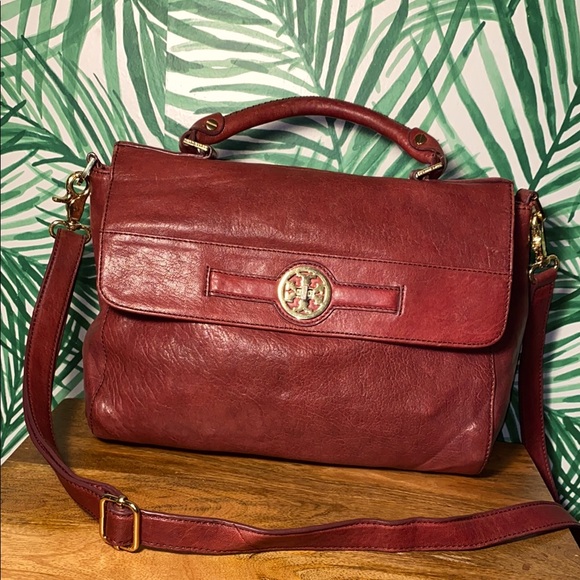 Tory Burch Handbags - Tory Burch Burgundy Red Leather Satchel Bag